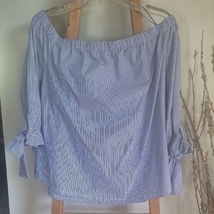 Marled Blue and White Relaxed Blouse